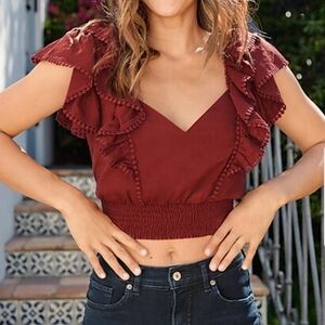 Express Girly Fairycore NWT rust linen blend crop top XL